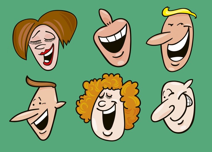 Vector set of funny faces