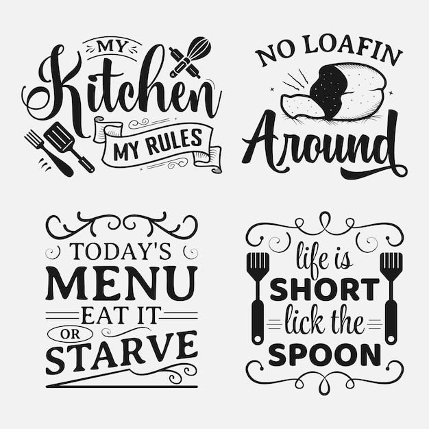 Set of funny kitchen lettering funny kitchen quote for sign poster tshirt and much more