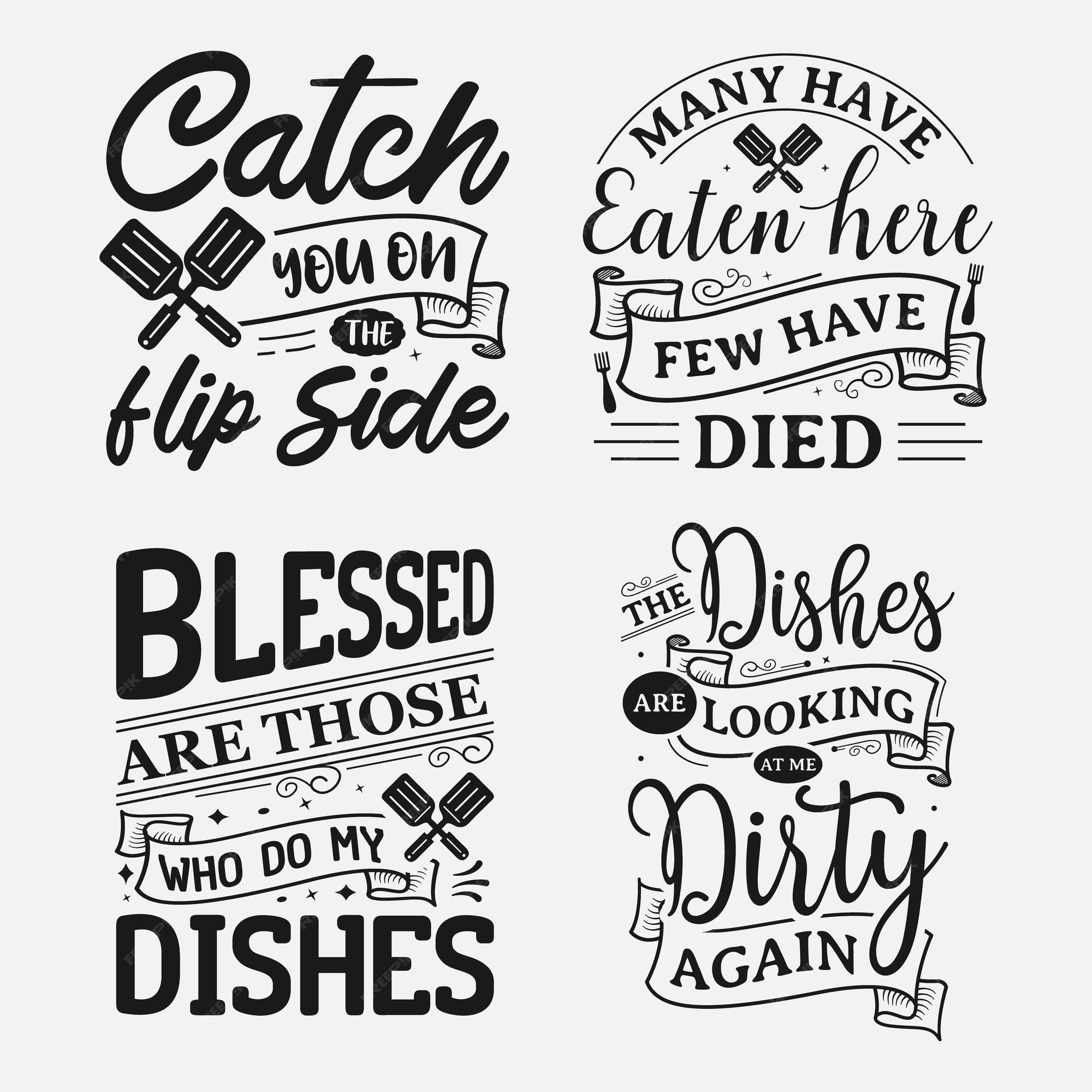 Set Hand Drawn Funny Sayings Kitchen Stock Vector (Royalty Free) 1458702374