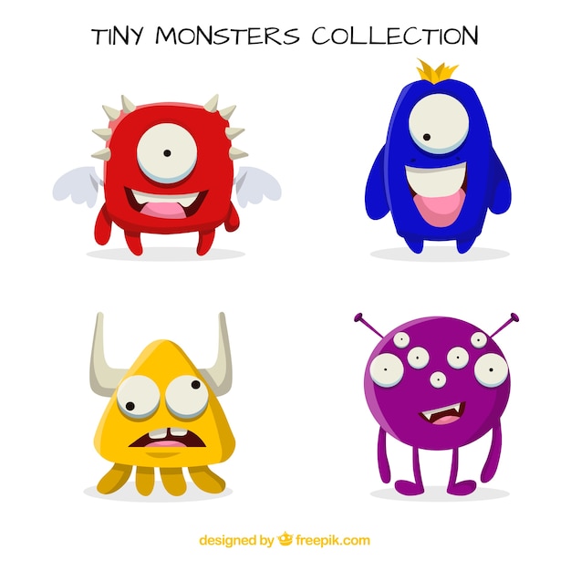 Set of funny monsters in hand drawn style