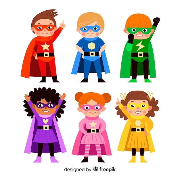 Vector set of funny superheroes