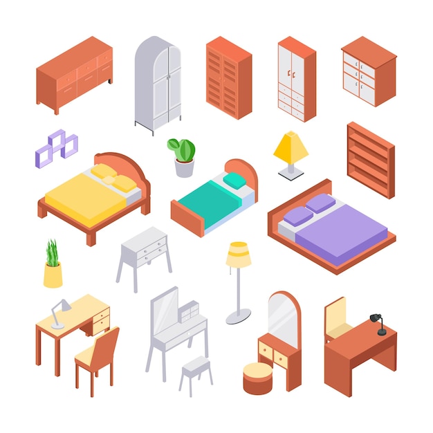 Set of Furniture Isometric