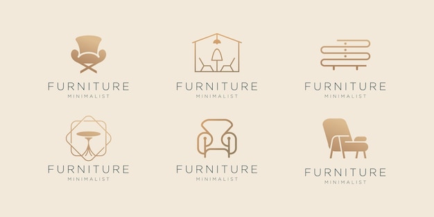 Vector set furniture logo inspiration interior logo armchair minimalist style logo vector chair sofa