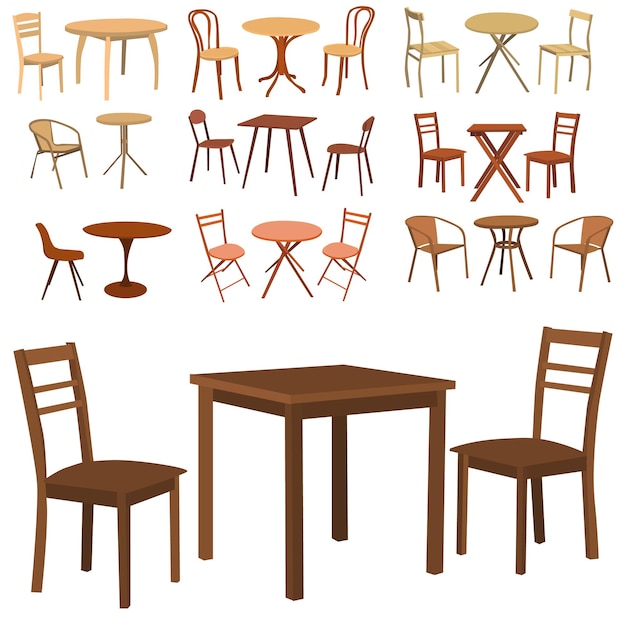 Vector set of furniture table and chair