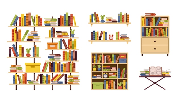 Комплект мебели с книгами для домашней библиотеки и офиса