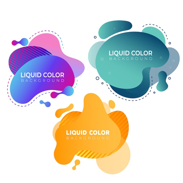 Vector set of future liquid gradient splashes.