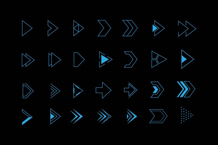 Set of futuristic abstract futuristic scifi hud modern arrow elements