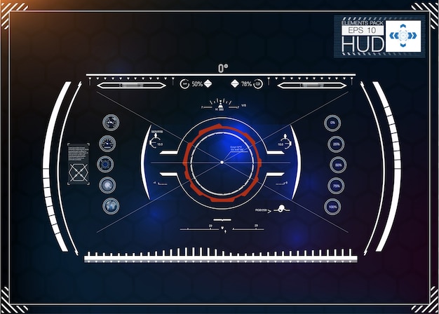 Vettore set di futuristico infografica blu come display head-up. visualizza gli elementi di navigazione per il web e l'app. interfaccia utente futuristica. grafico virtuale.