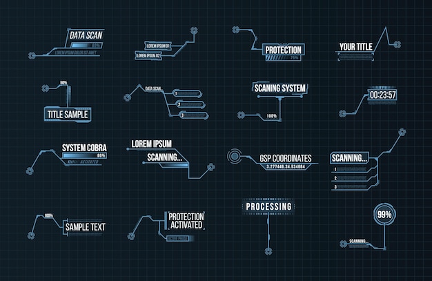 Set of futuristic callout bar labels.