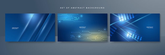 Vector set of futuristic concept business technology blue abstract design background