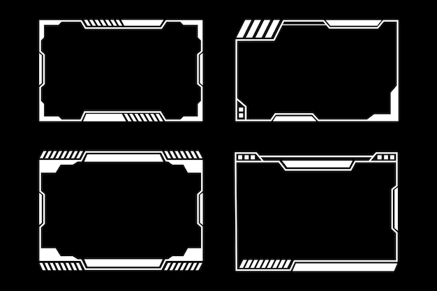 Vector set of futuristic frames isolated for your stream vector illustration