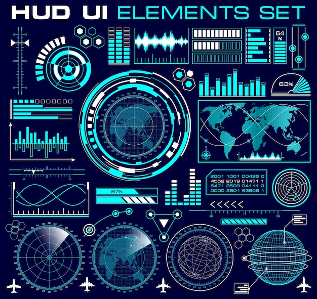 Set di interfaccia utente grafica futuristica hud