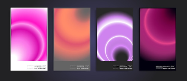 Vector set of futuristic poster covers with circular gradient great for branding presentation album print web banner