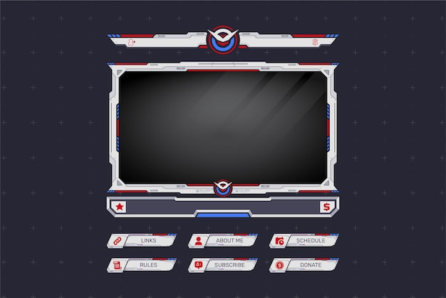 set of futuristic robot style overlay twitch for live stream gaming