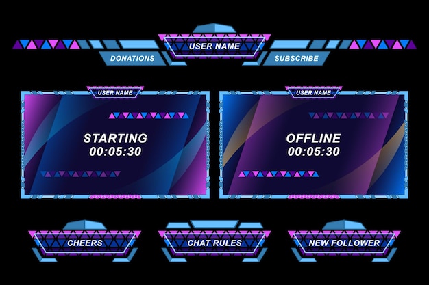 Vector set futuristic stream overlay geometric frames template