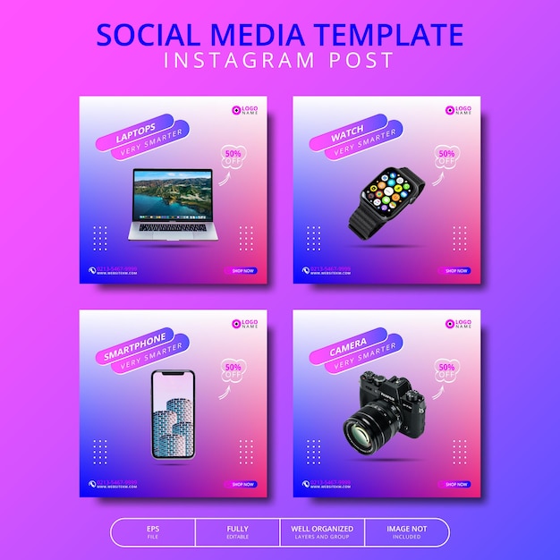 Set Of Gadget Collection Social Media Post template