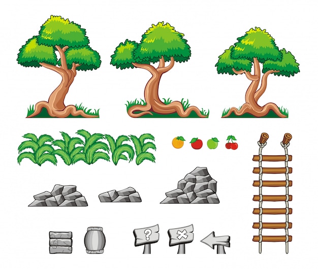 Vettore set di risorse e oggetti di gioco