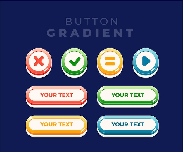 Vector set of game color circle buttons