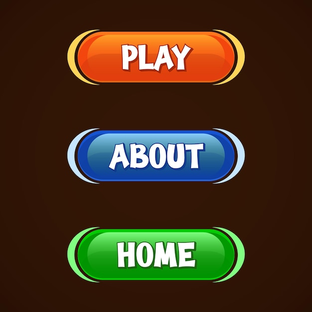 Set of game ui colorful button. Can be used in the production of mobile, web or video games.