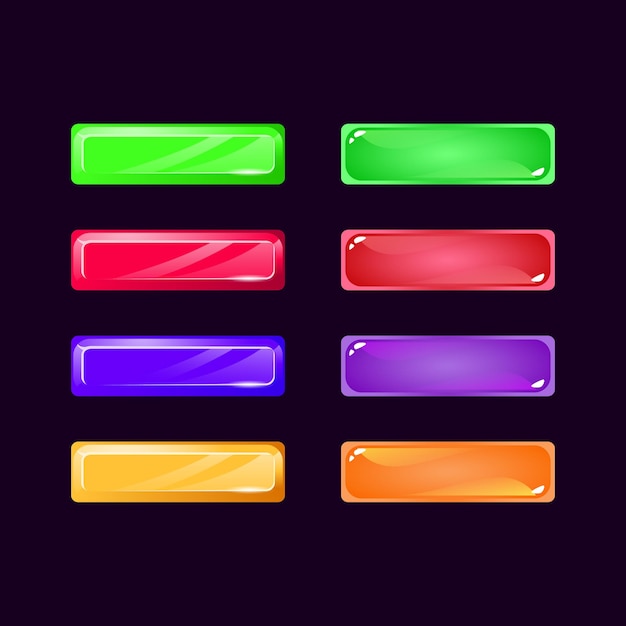 Set of game ui diamond and jelly colorful button for gui asset elements