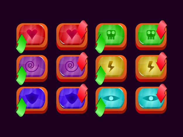 Set of game ui glossy jelly gui asset elements