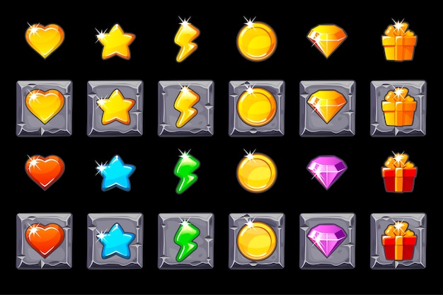 Impostare le icone dell'interfaccia utente di gioco sul quadrato di pietra per i giochi.