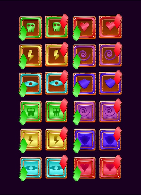 Set of game ui wooden jelly magic power up