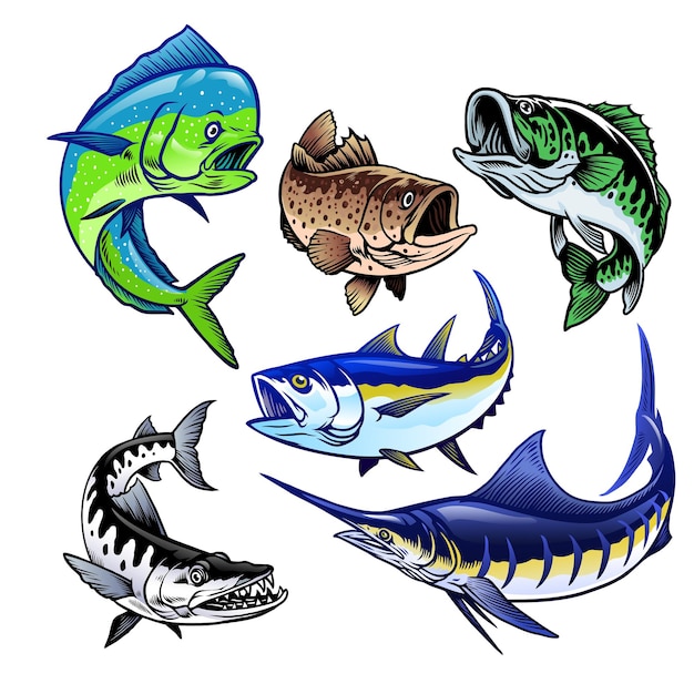 Vector set of gamefish bundle collection