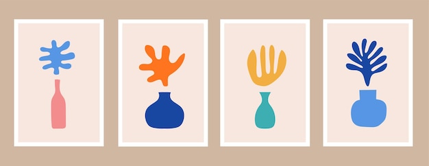 Set of ganges silhouette posters inspired by Matisse. Modern minimalist wall decoration art