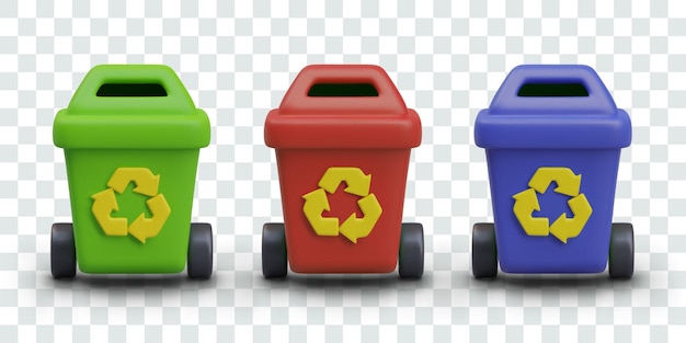 Set of garbage containers with wheels special containers for sorting garbage