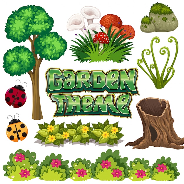 Set of garden element