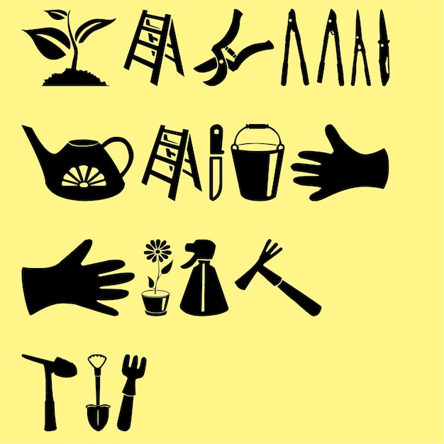 set of garden icons vector