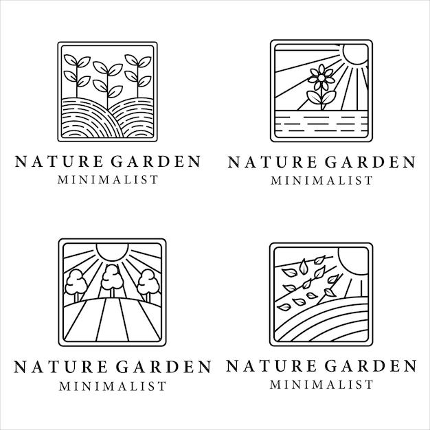 Set of garden of plants logo line art minimalist simple illustration design bundle collection