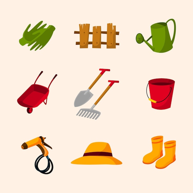 Vector set of gardening item set