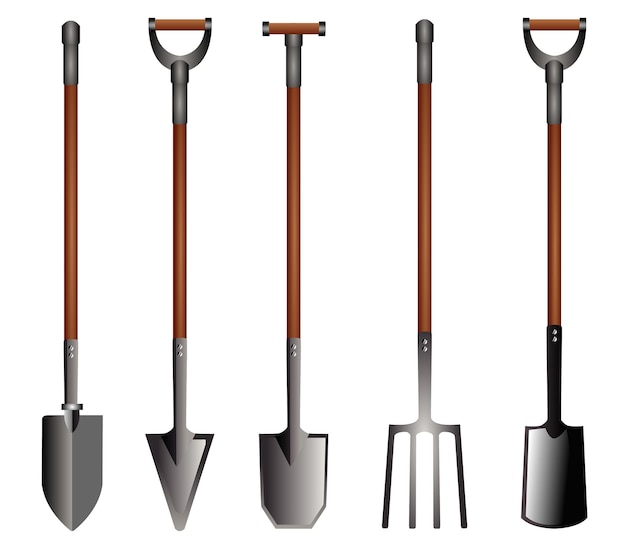 Set of gardening tools isolated