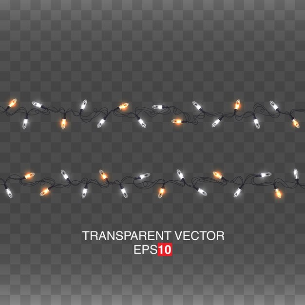 Vector set of garlands light on a transparent background