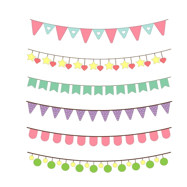 Set of garlands for parties with a flag Decorations for birthday parties carnival