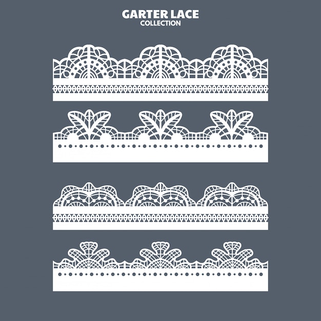 Set garter lace ornament for embroidery and laser cut
