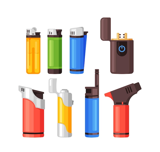 Set Of Gasoline Lighters Plastic Petrol Cheap Tools to Ignite Cigarette or Gas Kitchen Oven Fireplace or Bonfire