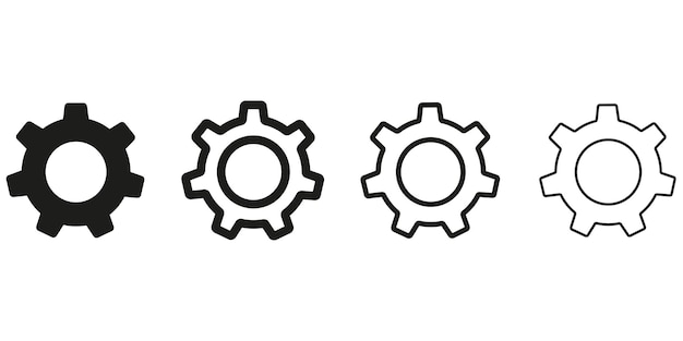 Set gear icon. Black settings icon. Gear settings vector icon set. Vector illustration