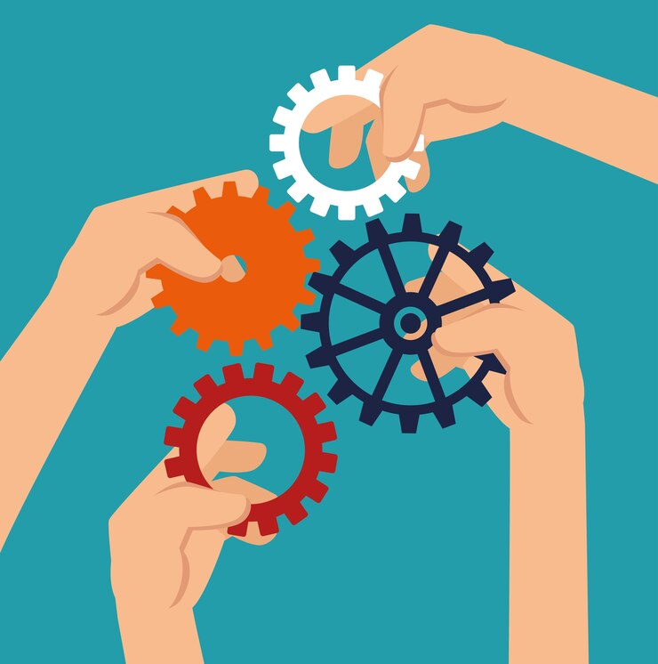 Vector set gear wheel team work 