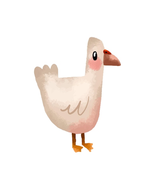 set of geese farm and animals hand drawn illustration on isola