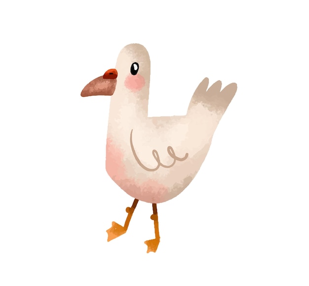 set of geese farm and animals hand drawn illustration on isola