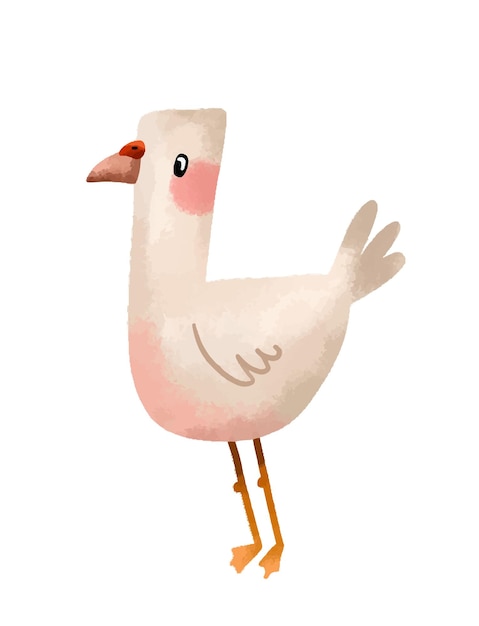 set of geese farm and animals hand drawn illustration on isola