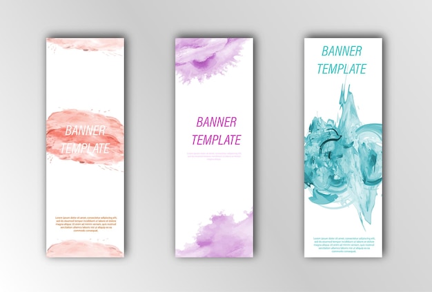 Set gekleurde aquarel achtergronden voor covers, posters, banners en afdrukken van vectorillustratie