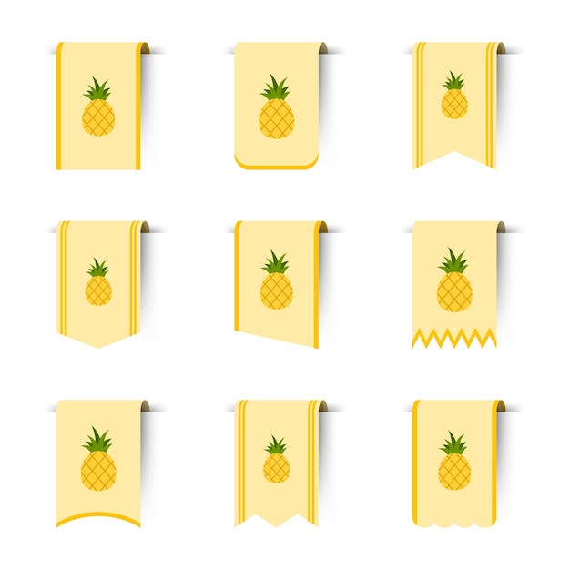 Set gekleurde bladwijzers met Pineapple