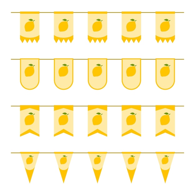 Set gekleurde vlaggen met citroen