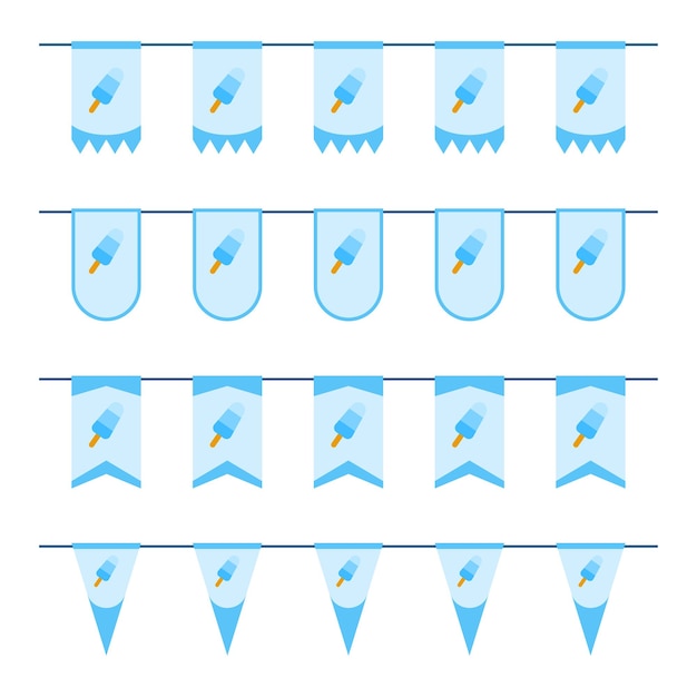 Set gekleurde vlaggen met ijs