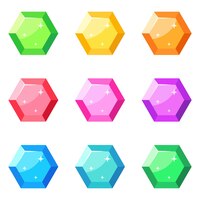 Set of gems in flat style isolated