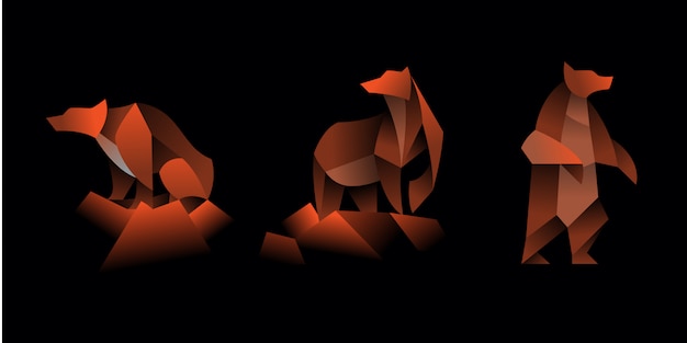 Vector set of geometric bear